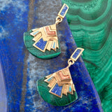 Art Deco Multi Colored Golden Earrings - Barse Jewelry