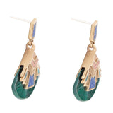 Art Deco Multi Colored Golden Earrings - Barse Jewelry