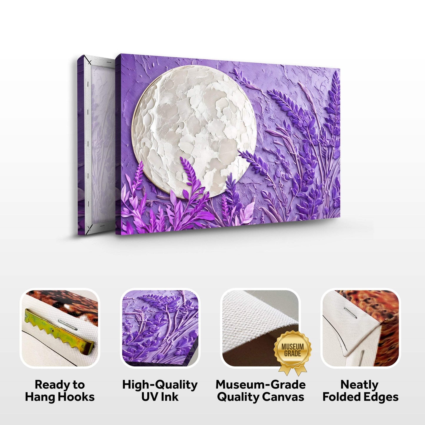 3D Lavander Moon Wall Art - Tailored Canvases - Flyclothing LLC