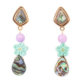 Aruba Blue Abalone Post Golden Drop Earrings - Barse Jewelry