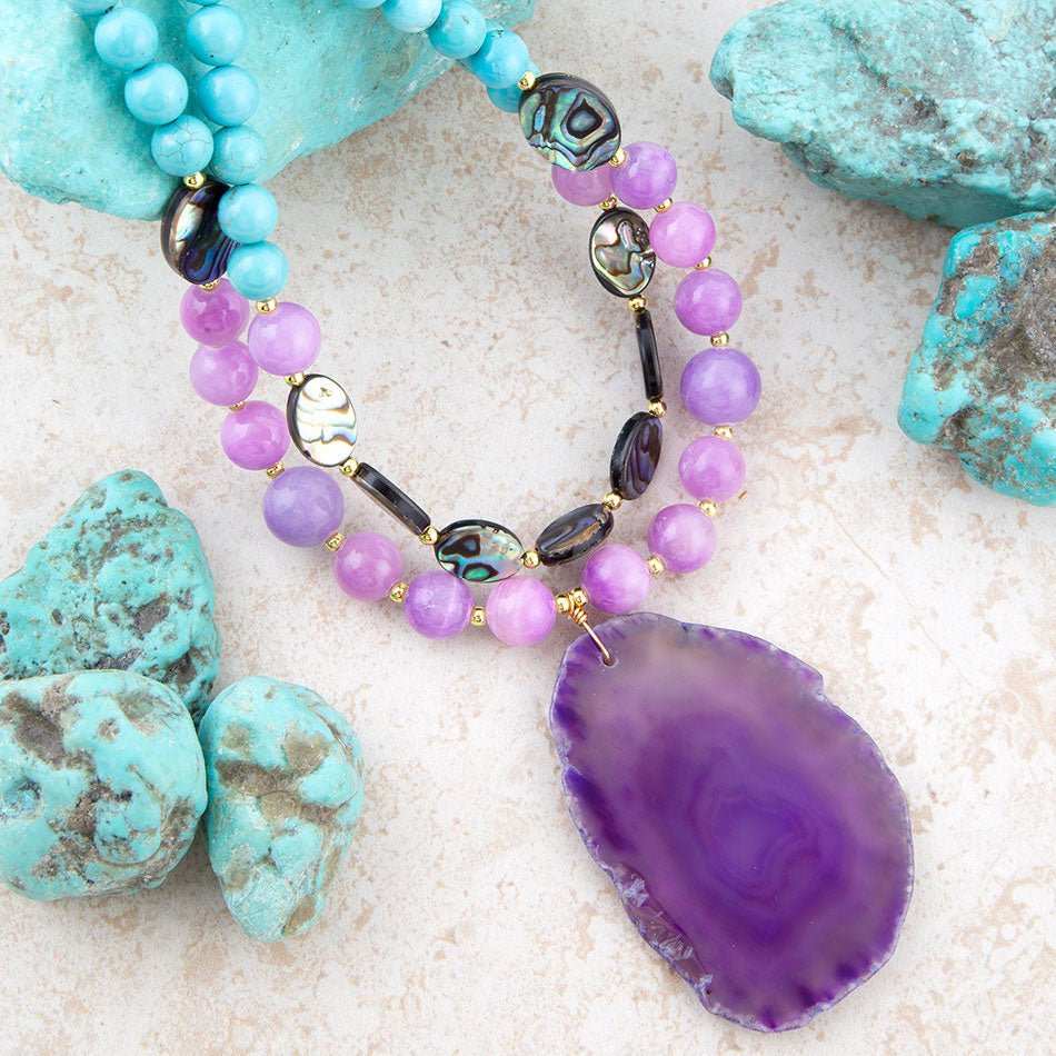Aruba Purple Jade Statement Pendant Necklace - Barse Jewelry - Flyclothing LLC