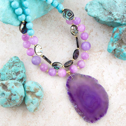 Aruba Purple Jade Statement Pendant Necklace - Barse Jewelry - Flyclothing LLC