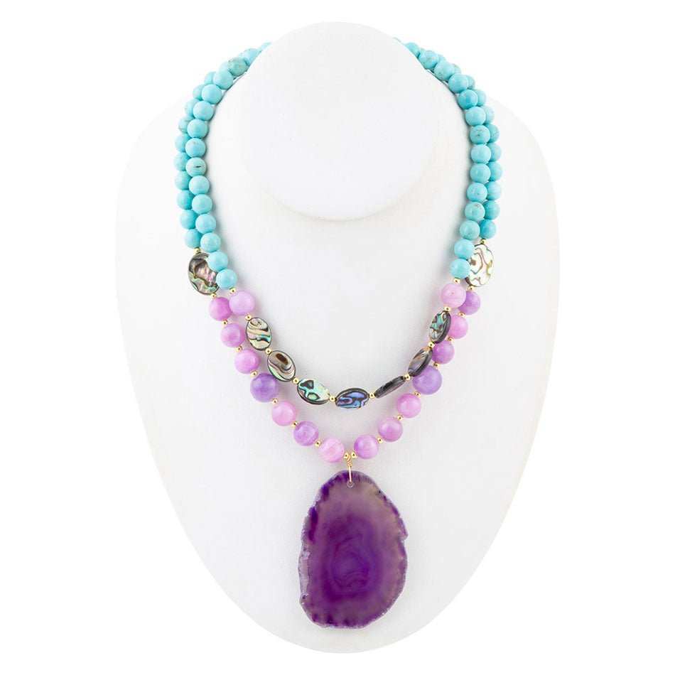 Aruba Purple Jade Statement Pendant Necklace - Barse Jewelry - Flyclothing LLC