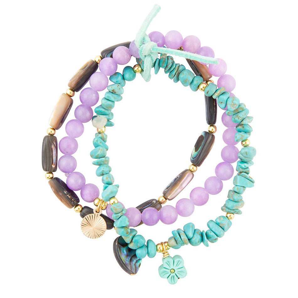 Aruba Blue and Purple Stretch Bracelet Set - Barse Jewelry - Flyclothing LLC