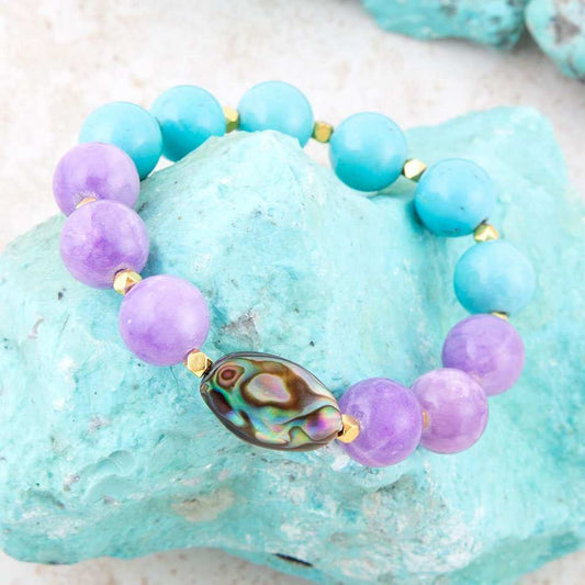 Aruba Blue and Purple Jade Chunky Stretch Bracelet - Barse Jewelry - Flyclothing LLC