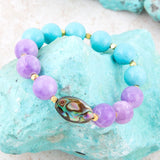 Aruba Blue and Purple Jade Chunky Stretch Bracelet - Barse Jewelry