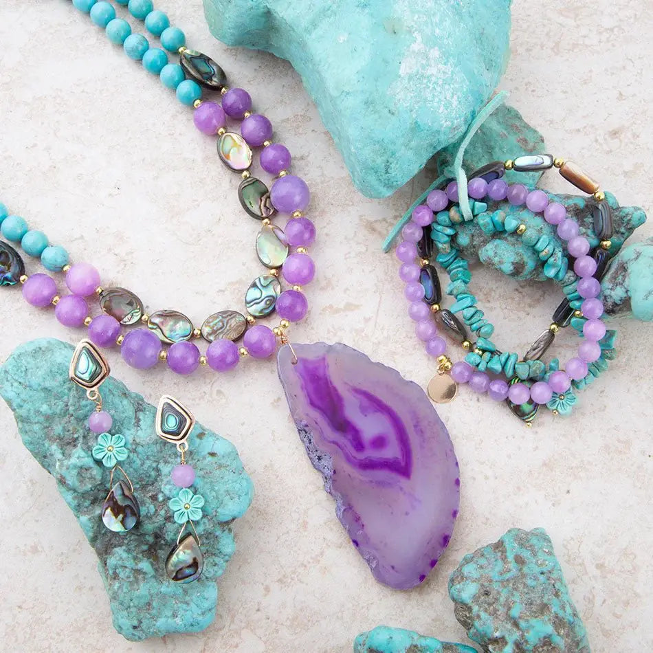 Aruba Purple Jade Statement Pendant Necklace - Barse Jewelry - Flyclothing LLC