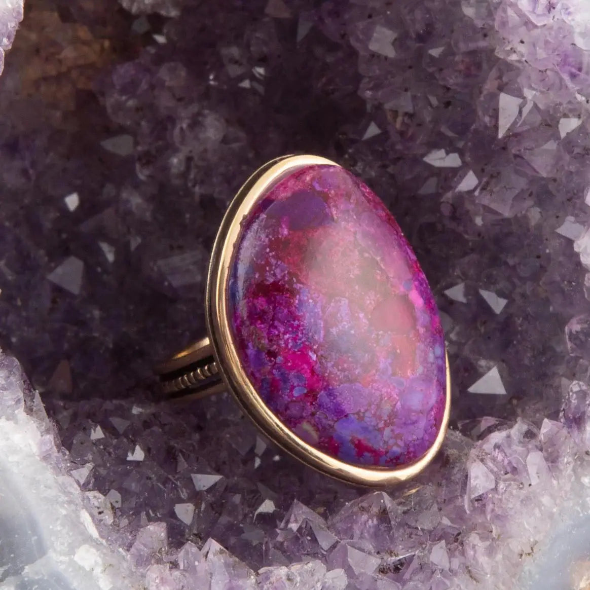 Aruba Purple Turquoise Golden Statement Ring - Barse Jewelry - Flyclothing LLC