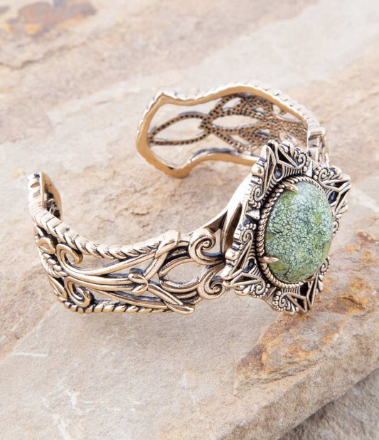 Aspen Green Serpentine and Golden Bronze Statement Cuff Bracelet - Barse Jewelry - Flyclothing LLC