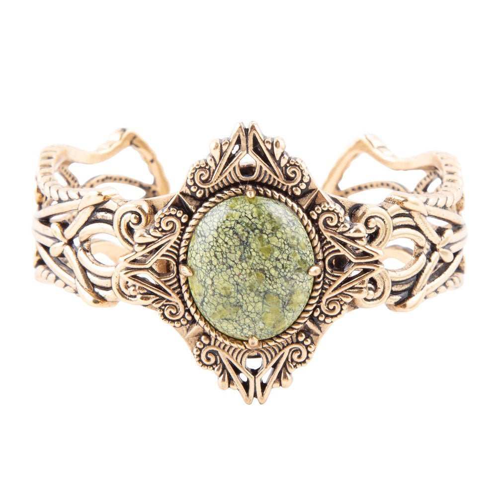 Aspen Green Serpentine and Golden Bronze Statement Cuff Bracelet - Barse Jewelry - Flyclothing LLC