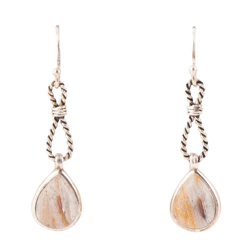 Astro Grey Wood Opal and Sterling Silver Drop Earrings - Barse Jewelry - Flyclothing LLC