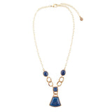 Athena Blue Agate Golden Statement Necklace - Barse Jewelry