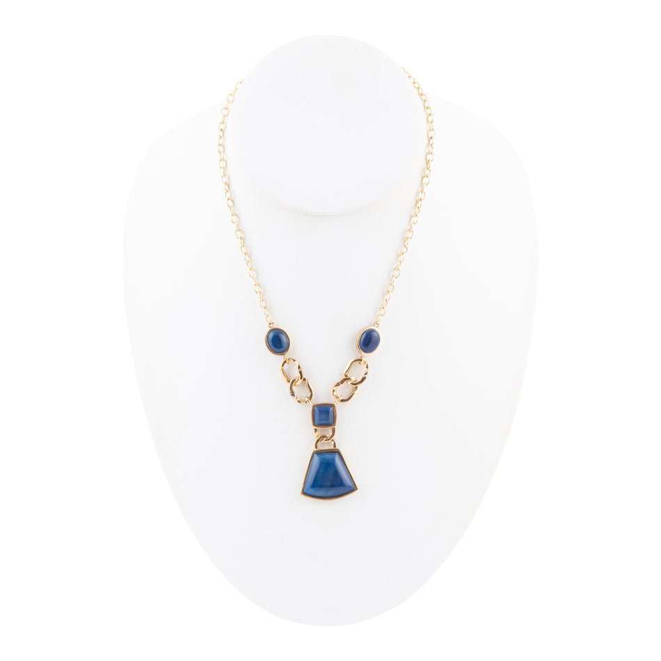 Athena Blue Agate Golden Statement Necklace - Barse Jewelry - Flyclothing LLC