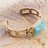 Athena Blue Turquoise Golden Cuff Bracelet - Barse Jewelry