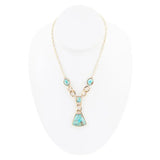 Athena Blue Turquoise Golden Y Neck Necklace - Barse Jewelry - Flyclothing LLC
