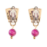 Athena Pink Spiny Oyster Matrix Golden Clip Earrings - Barse Jewelry