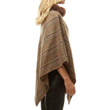Aubrie Cozy Warm Plaid Checkered Super Sofy Faux Fur Collar Poncho - Madeline Love - Flyclothing LLC