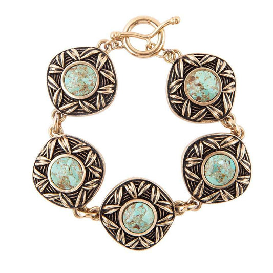 Avalon Blue Turquoise Golden Link Bracelet - Barse Jewelry - Flyclothing LLC