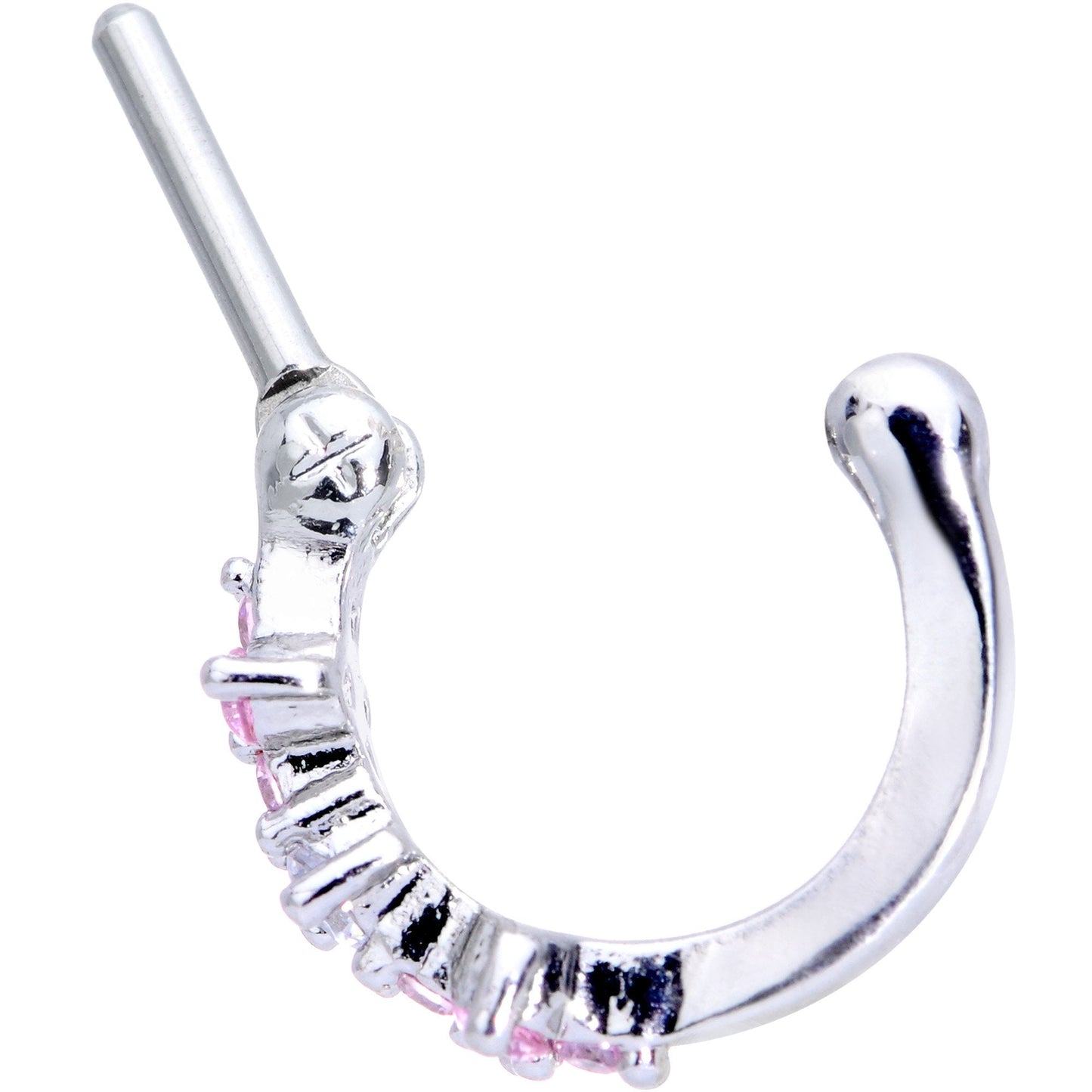 16G 1/4 Clear Pink Gem Hinged Cartilage Clicker - BodyCandy - Flyclothing LLC