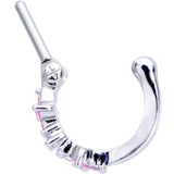 16G 1/4 Clear Pink Gem Hinged Cartilage Clicker - BodyCandy - Flyclothing LLC
