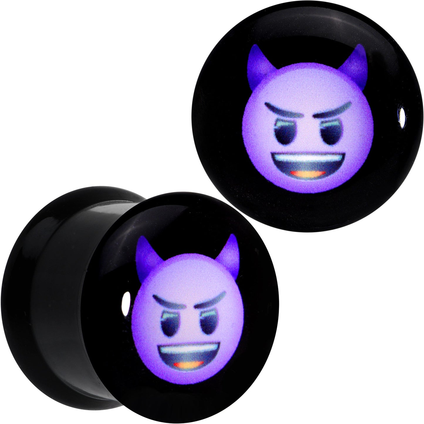 1/2 Licensed Purple Devil emoji Acrylic Double Flare Plug Set - BodyCandy - Flyclothing LLC