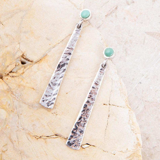 Aztec Blue Turquoise and Sterling Silver Linear Drop Earrings - Barse Jewelry - Flyclothing LLC