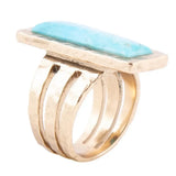 Aztec Blue Turquoise Golden Statement Ring - Barse Jewelry - Flyclothing LLC