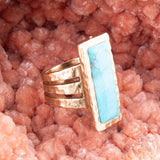 Aztec Blue Turquoise Golden Statement Ring - Barse Jewelry - Flyclothing LLC