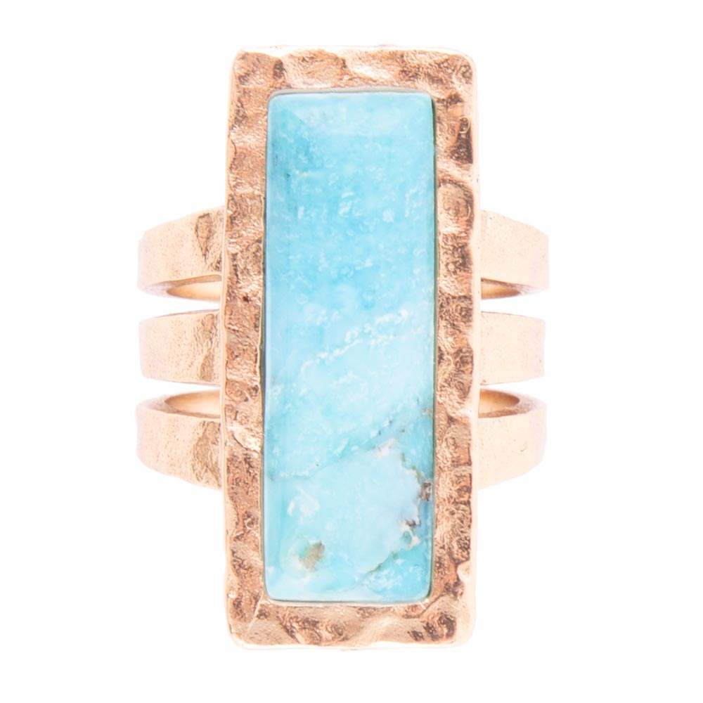 Aztec Blue Turquoise Golden Statement Ring - Barse Jewelry - Flyclothing LLC