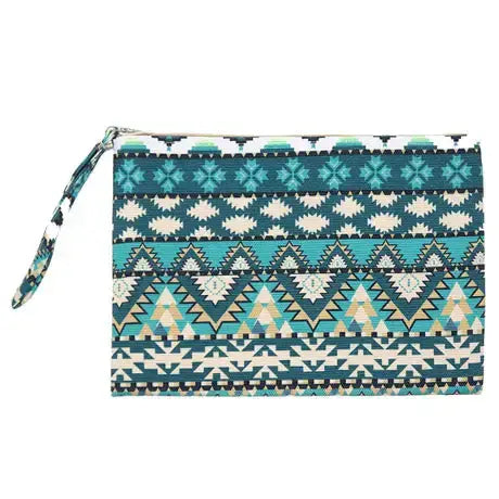 Aztec Pattern Pouch Clutch Bag Wristlet - Madeline Love - Flyclothing LLC