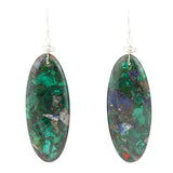 Blue Green Azurite Matrix Statement Sterling Silver Drop Earrings - Barse Jewelry