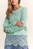 J.NNA Lace Detail Long Sleeve Knit Top - Trendsi - Flyclothing LLC