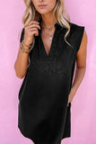 Notched Sleeveless Mini Dress - Trendsi
