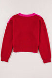 Checkered Round Neck Dropped Shoulder Sweater - Trendsi - Flyclothing LLC