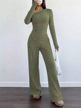 Chic One-Shoulder Asymmetrical Top and Wide-Leg Pants Set - Trendsi - Flyclothing LLC