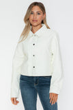 Snobbish Snap Down Long Sleeve PU Leather Jacket - Trendsi