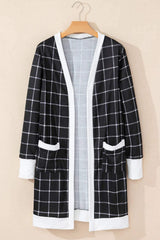 Plaid Open Front Long Sleeve Cover Up - Trendsi - Flyclothing LLC