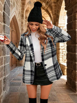 Plaid Single-Button Blazer - Trendsi - Flyclothing LLC