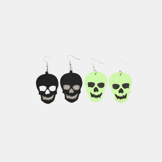 2 Piece PU Leather Skull Dangle Earrings - Trendsi