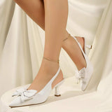 Elegant Bow Slingback Pumps - Trendsi - Flyclothing LLC