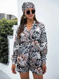 Printed Button Up Long Sleeve Shirt and Shorts Set - Trendsi - Flyclothing LLC