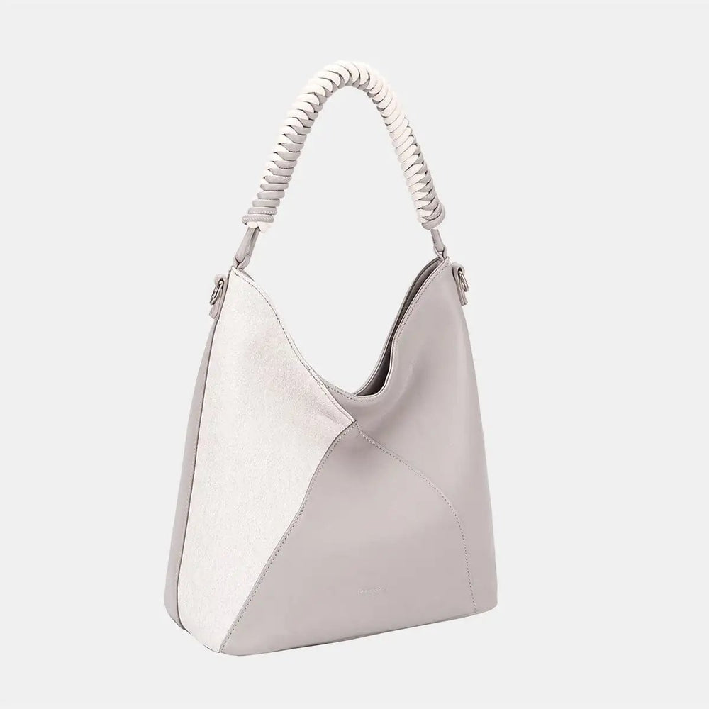 David Jones Woven Handle PU Leather Handbag - Trendsi