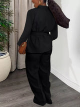 Tie-Waist Long Sleeve Top and Pants Set - Trendsi - Flyclothing LLC