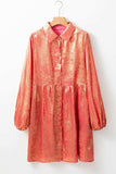 Metallic Sheen Long Sleeve Mini Dress - Trendsi - Flyclothing LLC