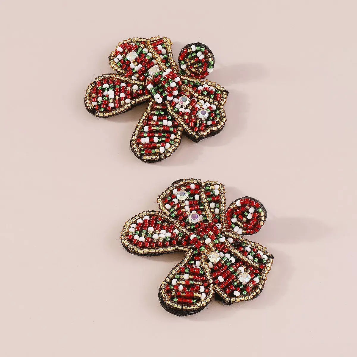 Beaded Bowknot Christmas Earrings - Trendsi - Flyclothing LLC