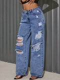 Distressed Wide Leg Jeans - Trendsi