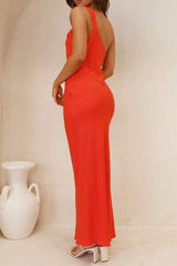 Ruched Single Shoulder Maxi Dress - Trendsi - Flyclothing LLC