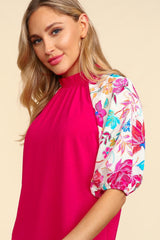 Haptics Frill Mock Neck Half Sleeve Blouse - Trendsi