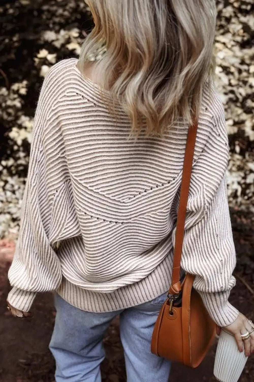 Textured Striped Round Neck Long Sleeve Top - Trendsi - Flyclothing LLC