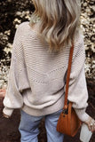 Textured Striped Round Neck Long Sleeve Top - Trendsi